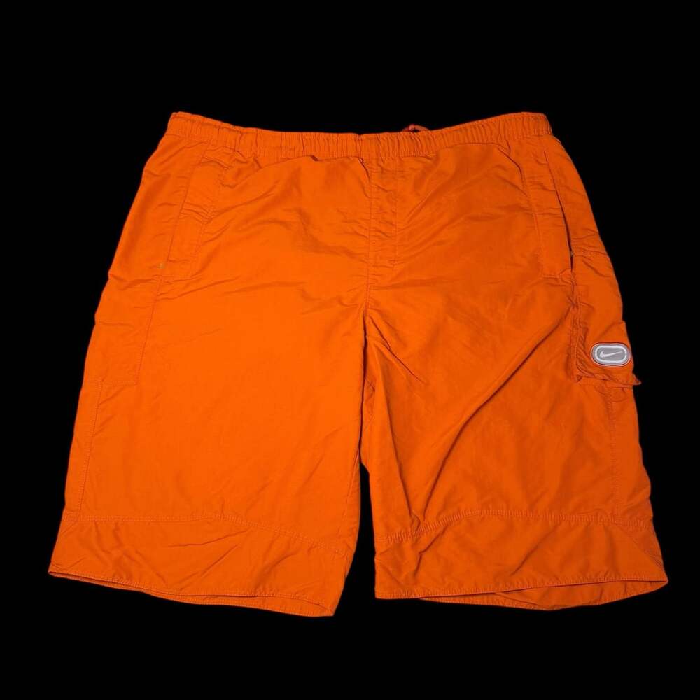 Nike Cargo Shorts Size L Orange Mesh Lined Swim Trunks